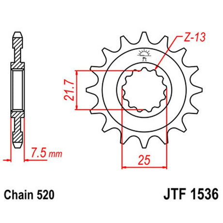 JT SPROCKETS SPROCKET FRONT 520 15T (JTF1536.15) - DRIVEN Canada's Powersports 824225206821JTF1536.15
