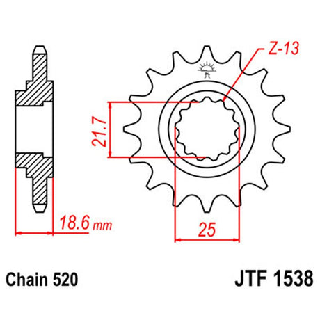 JT SPROCKETS SPROCKET FRONT 520 15T (JTF1538.15) - DRIVEN Canada's Powersports 824225206272JTF1538.15