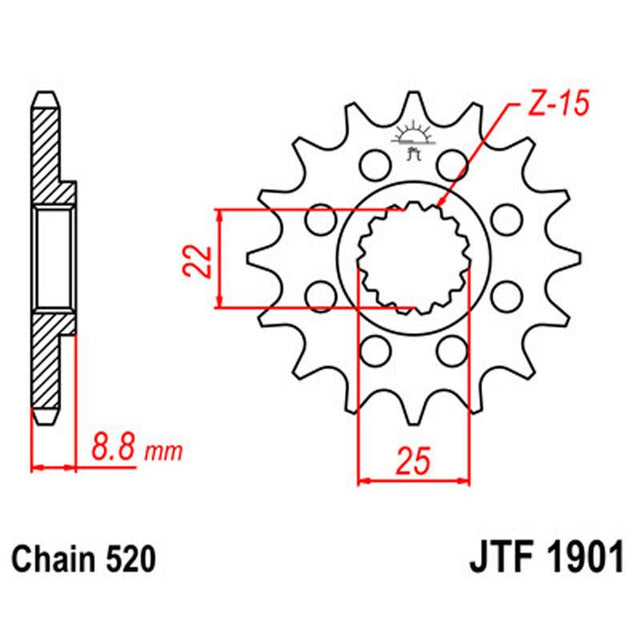 JT SPROCKETS SPROCKET FRONT 520 15T (JTF1901.15SC) - DRIVEN Canada's Powersports 824225207347JTF1901.15SC