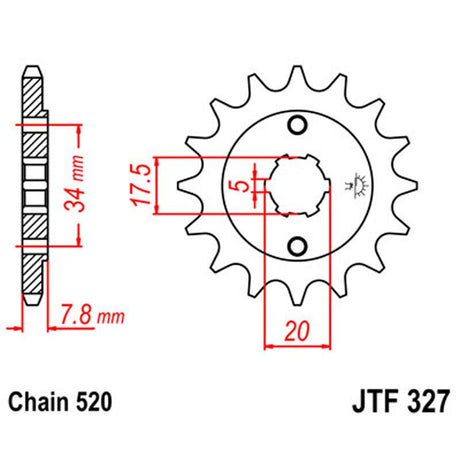 JT SPROCKETS SPROCKET FRONT 520 15T (JTF327.15) - DRIVEN Canada's Powersports 824225202540JTF327.15