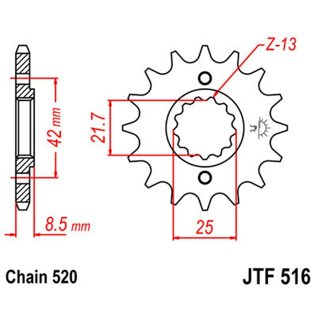 JT SPROCKETS SPROCKET FRONT 520 16T (JTF516.16) - DRIVEN Canada's Powersports 824225204216JTF516.16