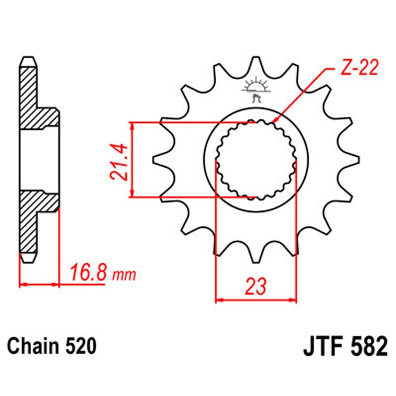 JT SPROCKETS SPROCKET FRONT 520 16T (JTF582.16) - DRIVEN Canada's Powersports 824225205435JTF582.16