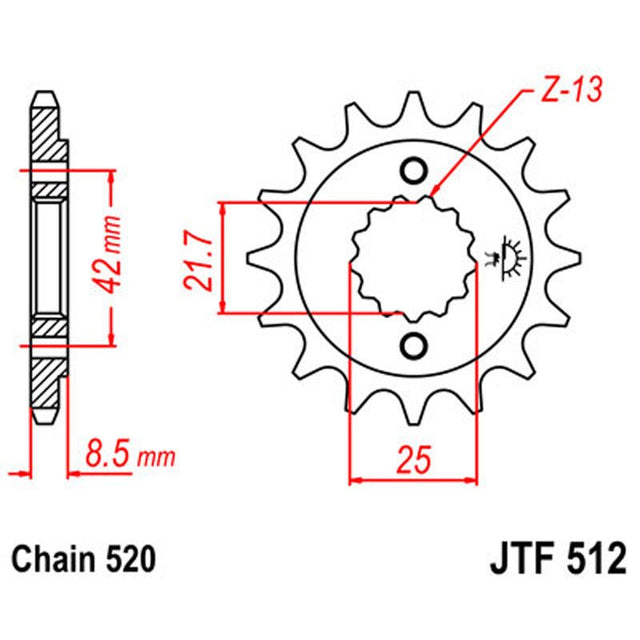JT SPROCKETS SPROCKET FRONT 520 17T (JTF512.17) - DRIVEN Canada's Powersports 824225204100JTF512.17