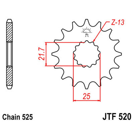 JT SPROCKETS SPROCKET FRONT 525 14T (JTF520.14) - DRIVEN Canada's Powersports 824225204346JTF520.14