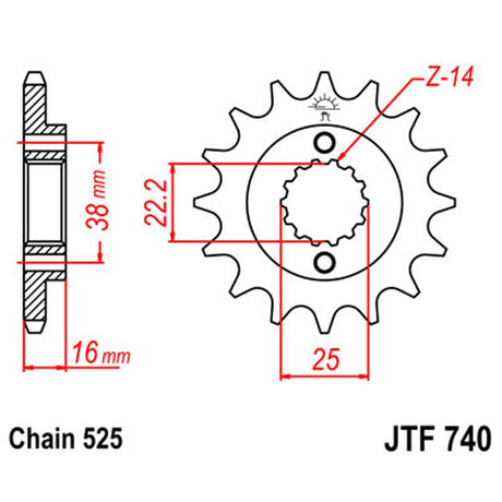 JT SPROCKETS SPROCKET FRONT 525 14T (JTF740.14) - DRIVEN Canada's Powersports 824225205718JTF740.14