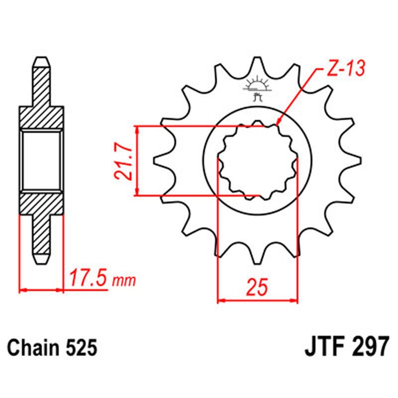 JT SPROCKETS SPROCKET FRONT 525 15T (JTF297.15) - DRIVEN Canada's Powersports 824225202298JTF297.15