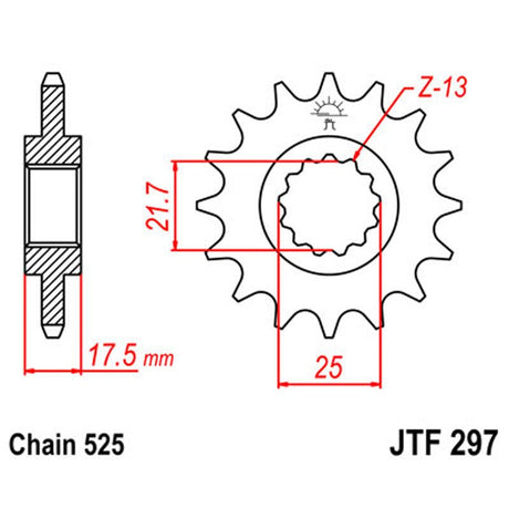 JT SPROCKETS SPROCKET FRONT 525 15T (JTF297.15) - DRIVEN Canada's Powersports 824225202298JTF297.15