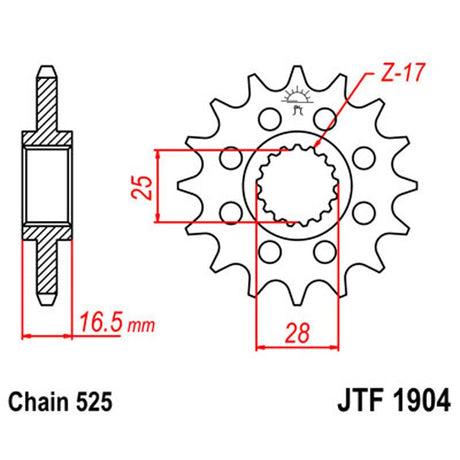 JT SPROCKETS SPROCKET FRONT 525 16T (JTF1904.16) - DRIVEN Canada's Powersports 824225206845JTF1904.16