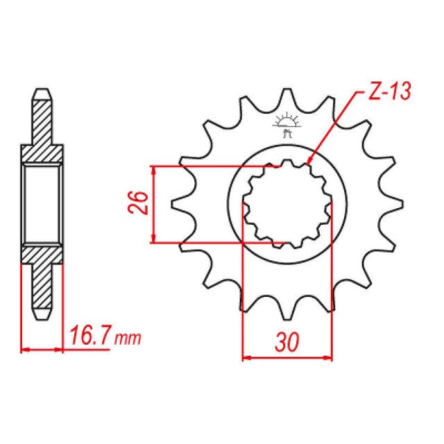 JT SPROCKETS SPROCKET FRONT 530 16T (JTF333.16RB) - DRIVEN Canada's Powersports 824225208290JTF333.16RB