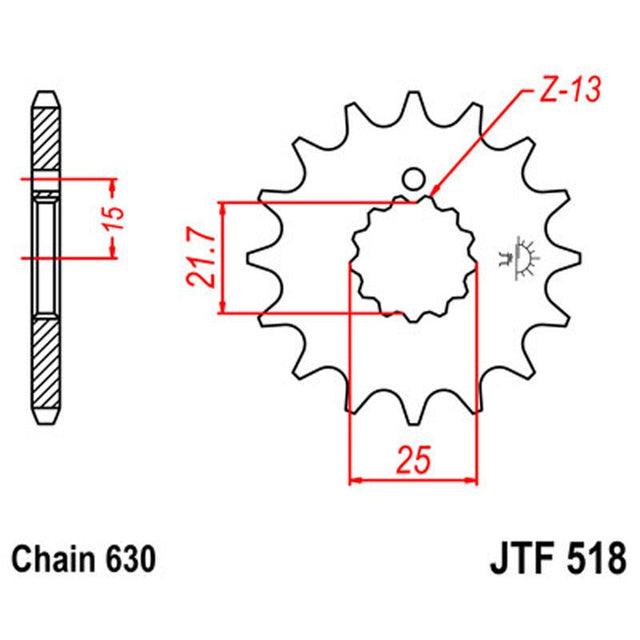 JT SPROCKETS SPROCKET FRONT 630 14T (JTF518.14) - DRIVEN Canada's Powersports 824225204278JTF518.14