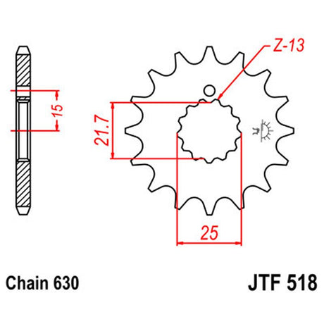 JT SPROCKETS SPROCKET FRONT 630 15T (JTF518.15) - DRIVEN Canada's Powersports 824225204285JTF518.15