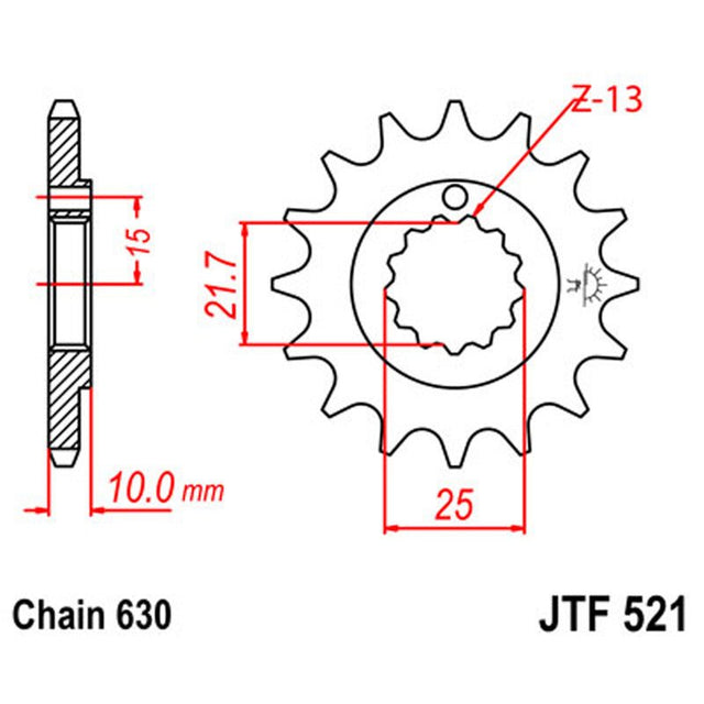 JT SPROCKETS SPROCKET FRONT 630 15T (JTF521.15) - DRIVEN Canada's Powersports 824225204384JTF521.15