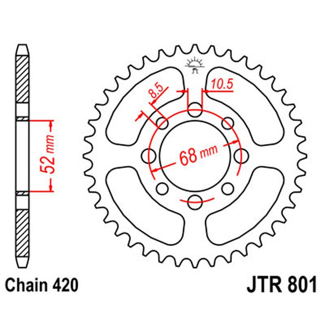 JT SPROCKETS SPROCKET REAR 420 46T (JTR801.46) - DRIVEN Canada's Powersports 824225306491JTR801.46