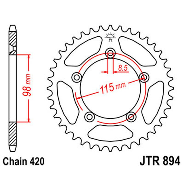 JT SPROCKETS SPROCKET REAR 420 46T (JTR894.46) - DRIVEN Canada's Powersports 824225310818JTR894.46