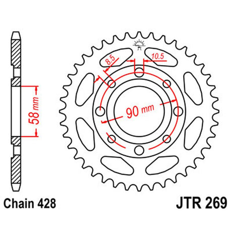 JT SPROCKETS SPROCKET REAR 428 40T (JTR269.40) - DRIVEN Canada's Powersports 824225303445JTR269.40
