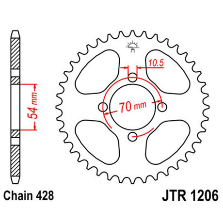 JT SPROCKETS SPROCKET REAR 428 42T (JTR1206.42) - DRIVEN Canada's Powersports 824225310368JTR1206.42