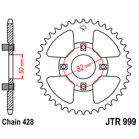 JT SPROCKETS SPROCKET REAR 428 42T (JTR999.42) - DRIVEN Canada's Powersports 824225309850JTR999.42