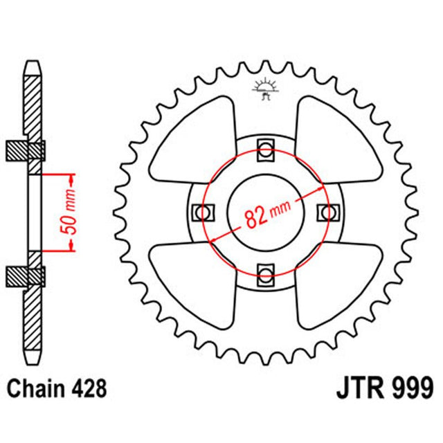 JT SPROCKETS SPROCKET REAR 428 45T (JTR999.45) - DRIVEN Canada's Powersports 824225309867JTR999.45