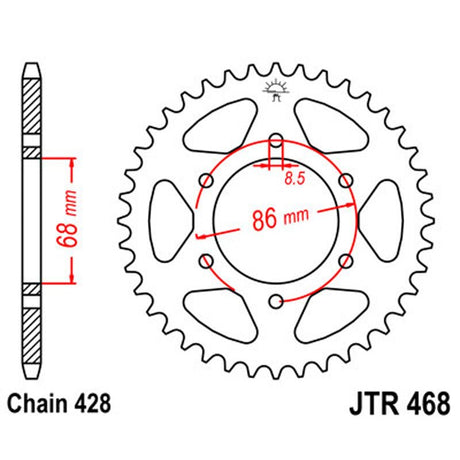 JT SPROCKETS SPROCKET REAR 428 46T (JTR468.46) - DRIVEN Canada's Powersports 824225304572JTR468.46