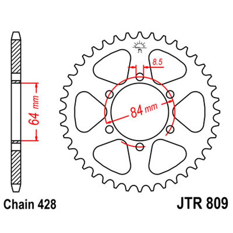 JT SPROCKETS SPROCKET REAR 428 47T (JTR809.47) - DRIVEN Canada's Powersports 824225307009JTR809.47