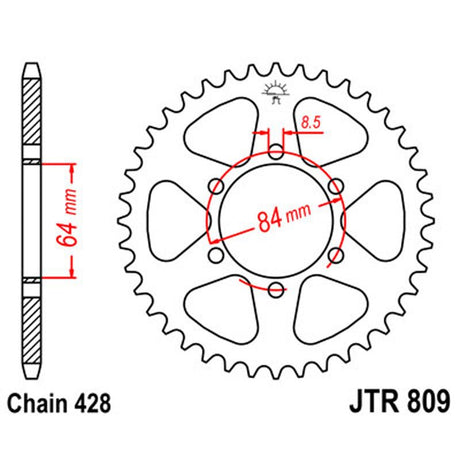 JT SPROCKETS SPROCKET REAR 428 47T (JTR809.47) - DRIVEN Canada's Powersports 824225307009JTR809.47