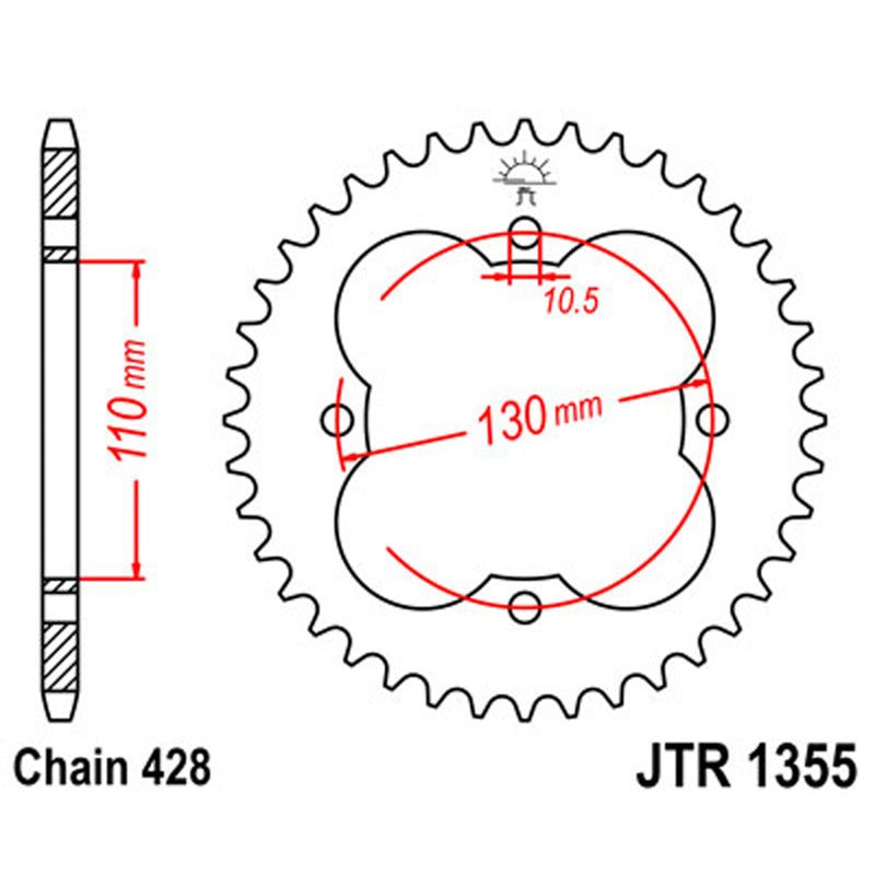JT SPROCKETS SPROCKET REAR 428 48T (JTR1355.48) - DRIVEN Canada's Powersports 824225300765JTR1355.48