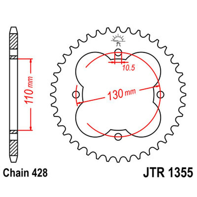 JT SPROCKETS SPROCKET REAR 428 48T (JTR1355.48) - DRIVEN Canada's Powersports 824225300765JTR1355.48