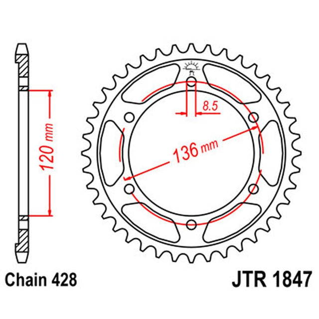 JT SPROCKETS SPROCKET REAR 428 48T (JTR1847.48) - DRIVEN Canada's Powersports 824225311709JTR1847.48