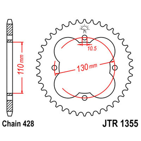 JT SPROCKETS SPROCKET REAR 428 50T (JTR1355.50) - DRIVEN Canada's Powersports 824225300772JTR1355.50