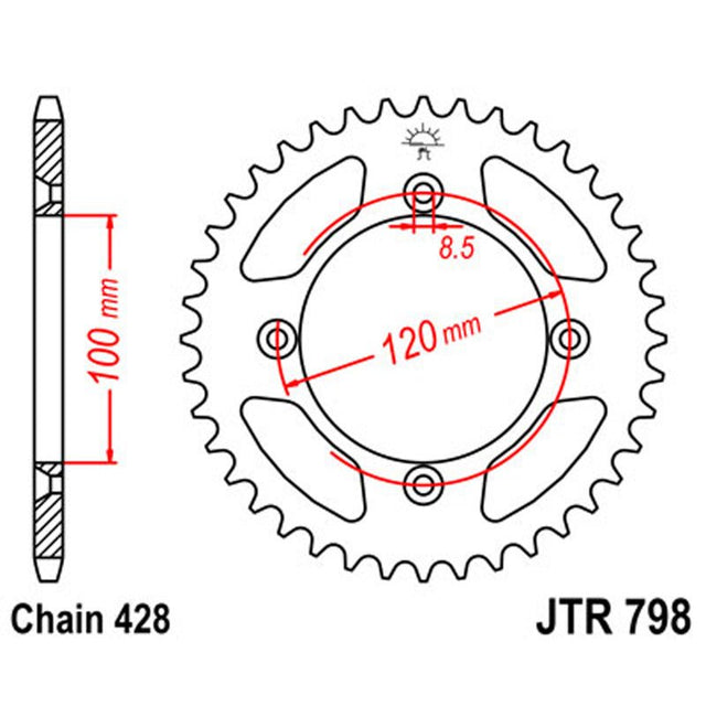 JT SPROCKETS SPROCKET REAR 428 52T (JTR798.52) - DRIVEN Canada's Powersports 824225306293JTR798.52