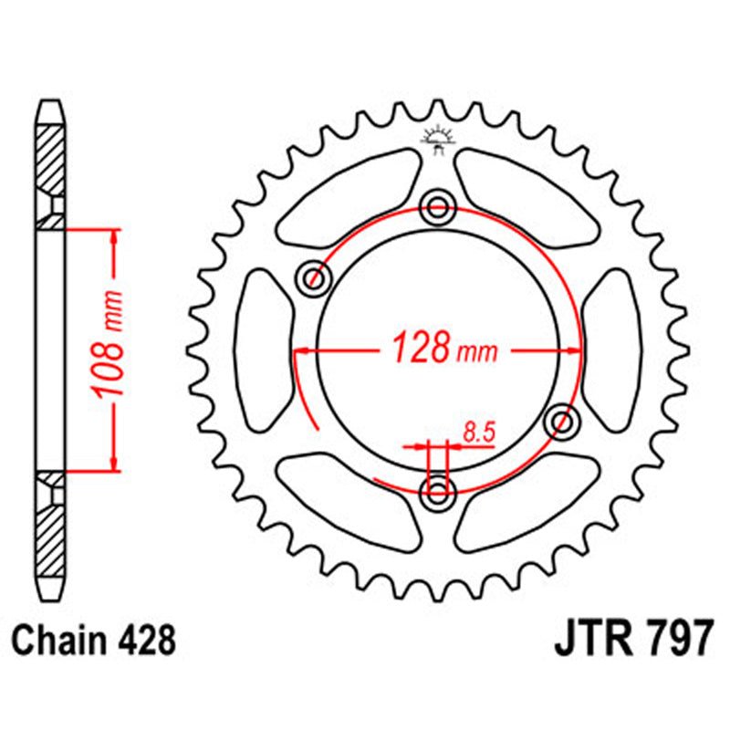 JT SPROCKETS SPROCKET REAR 428 57T (JTR797.57) - DRIVEN Canada's Powersports 824225311389JTR797.57