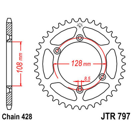 JT SPROCKETS SPROCKET REAR 428 57T (JTR797.57) - DRIVEN Canada's Powersports 824225311389JTR797.57