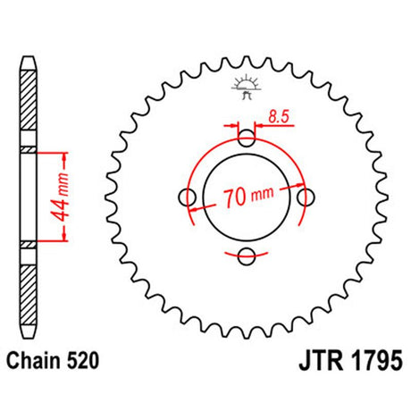 JT SPROCKETS SPROCKET REAR 520 22T (JTR1795.22) - DRIVEN Canada's Powersports 824225301267JTR1795.22