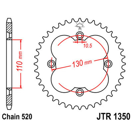 JT SPROCKETS SPROCKET REAR 520 36T (JTR1350.36) - DRIVEN Canada's Powersports 824225300680JTR1350.36