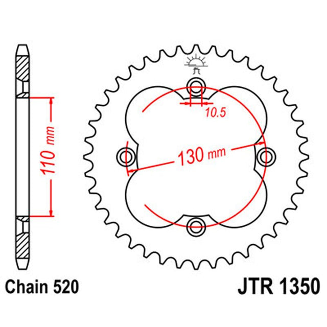 JT SPROCKETS SPROCKET REAR 520 36T (JTR1350.36) - DRIVEN Canada's Powersports 824225300680JTR1350.36
