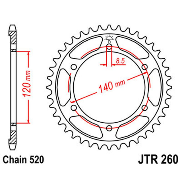 JT SPROCKETS SPROCKET REAR 520 38T - DRIVEN Canada's Powersports 824225303278JTR260.38
