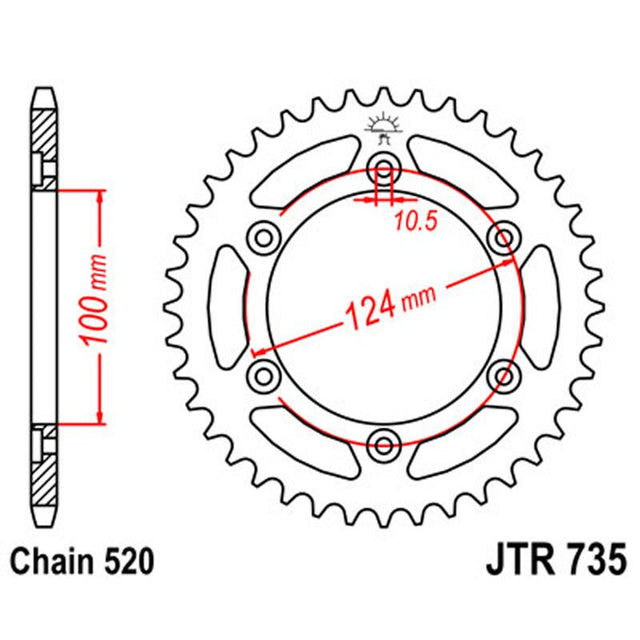 JT SPROCKETS SPROCKET REAR 520 39T (JTR735.39) - DRIVEN Canada's Powersports 824225306187JTR735.39