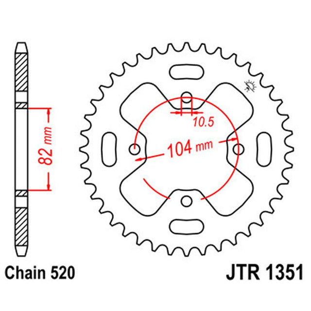 JT SPROCKETS SPROCKET REAR 520 40T (JTR1351.40) - DRIVEN Canada's Powersports 824225300710JTR1351.40