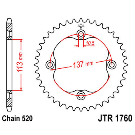 JT SPROCKETS SPROCKET REAR 520 40T (JTR1760.40) - DRIVEN Canada's Powersports 824225311419JTR1760.40