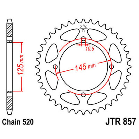 JT SPROCKETS SPROCKET REAR 520 40T (JTR857.40) - DRIVEN Canada's Powersports 824225309324JTR857.40