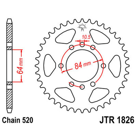 JT SPROCKETS SPROCKET REAR 520 40T (JTR1826.40) - DRIVEN Canada's Powersports 824225301472JTR1826.40