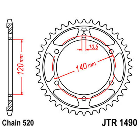 JT SPROCKETS SPROCKET REAR 520 42T (JTR1490.42) - DRIVEN Canada's Powersports 824225301045JTR1490.42