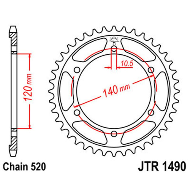 JT SPROCKETS SPROCKET REAR 520 42T (JTR1490.42) - DRIVEN Canada's Powersports 824225301045JTR1490.42