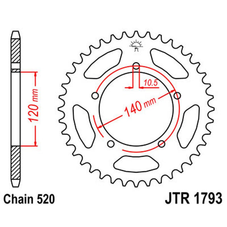 JT SPROCKETS SPROCKET REAR 520 42T (JTR1793.42) - DRIVEN Canada's Powersports 824225310511JTR1793.42