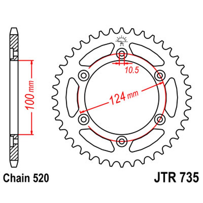JT SPROCKETS SPROCKET REAR 520 42T (JTR735.42) - DRIVEN Canada's Powersports 824225310030JTR735.42
