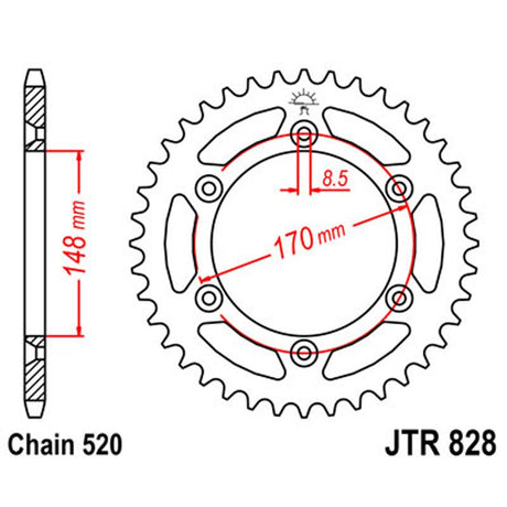 JT SPROCKETS SPROCKET REAR 520 42T (JTR828.42) - DRIVEN Canada's Powersports 824225307863JTR828.42