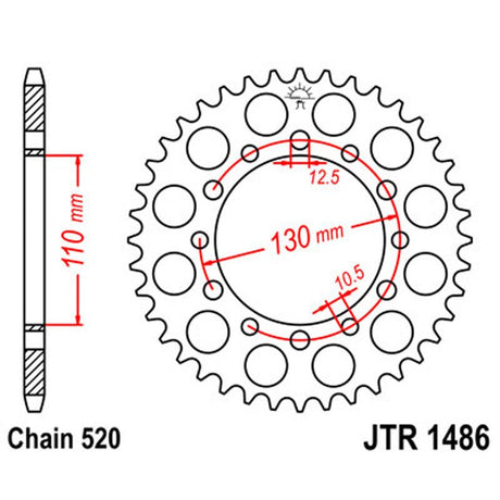 JT SPROCKETS SPROCKET REAR 520 42T (JTR1486.42) - DRIVEN Canada's Powersports 824225300987JTR1486.42
