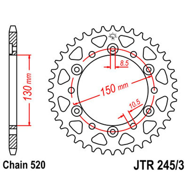 JT SPROCKETS SPROCKET REAR 520 43T (JTR245/3.43) - DRIVEN Canada's Powersports 824225302769JTR245/3.43