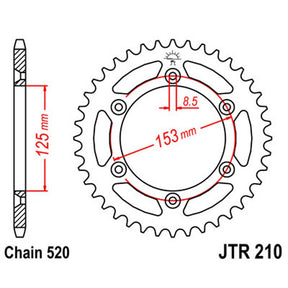 JT SPROCKETS SPROCKET REAR 520 44T (JTR210.44) - DRIVEN Canada's Powersports 824225302042JTR210.44