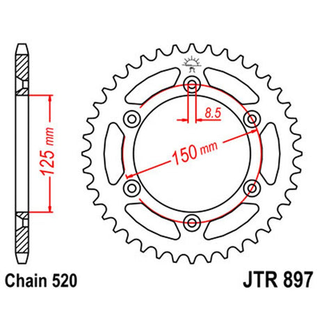 JT SPROCKETS SPROCKET REAR 520 44T (JTR897.44) - DRIVEN Canada's Powersports 824225309775JTR897.44